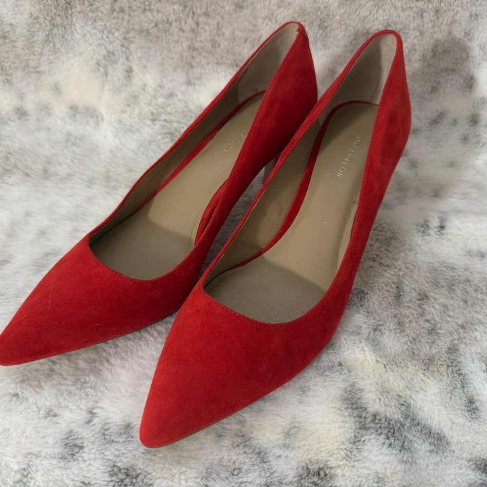 Ann Taylor Red and Orange Heels with Suede Finish
